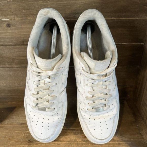 Mens Nike Air Force 1 '07 White Leather Basketball Shoes Sneakers Size 13‎ M GUC - Picture 3 of 6